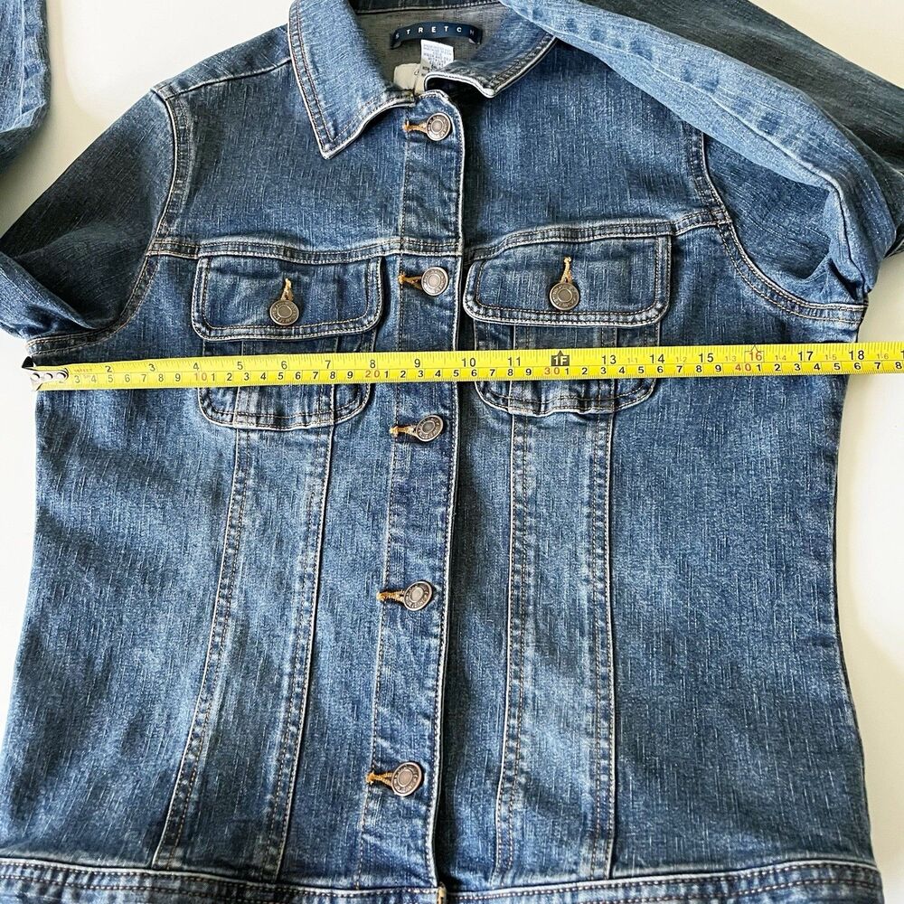 Vintage Old Navy Denim Jacket S Small Stretch Cotton Y2K Revival Utility Chic - Picture 2 of 16